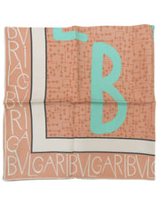 ロゴパターンスカーフ ピンクベージュ/ミントグリーン