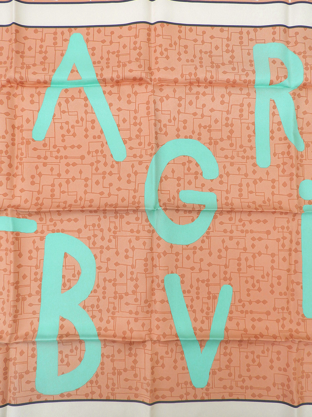 ロゴパターンスカーフ ピンクベージュ/ミントグリーン