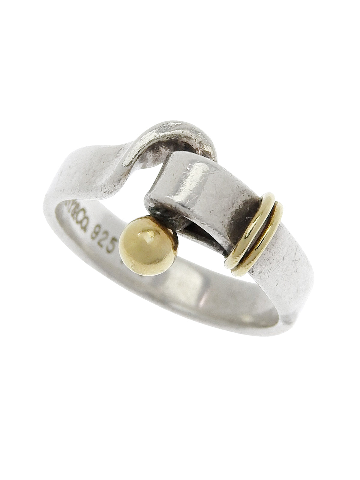18K 925 Hook & Eye Ring #53 Silver/Gold
