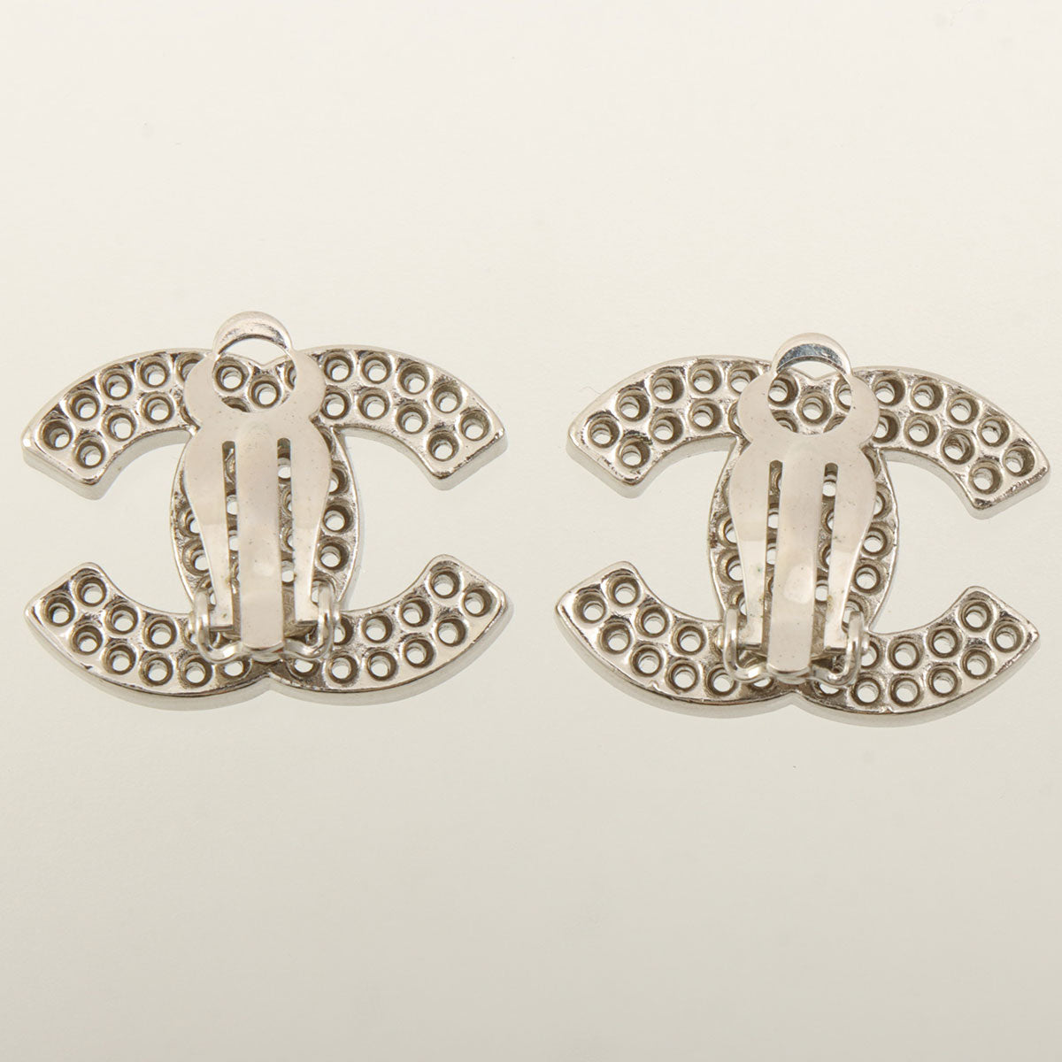2003 Punched CC Mark Earrings, Silver