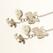 2007 Rhinestone Ribbon Motif Swing Earrings Silver