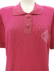 Polka Dot Logo Embroidered Polo Shirt #M Pink