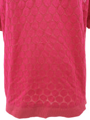 Polka Dot Logo Embroidered Polo Shirt #M Pink