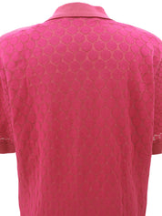 Polka Dot Logo Embroidered Polo Shirt #M Pink
