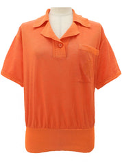 Linen Logo Embroidered Polo Shirt #M Orange