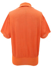 Linen Logo Embroidered Polo Shirt #M Orange