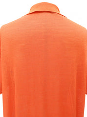 Linen Logo Embroidered Polo Shirt #M Orange