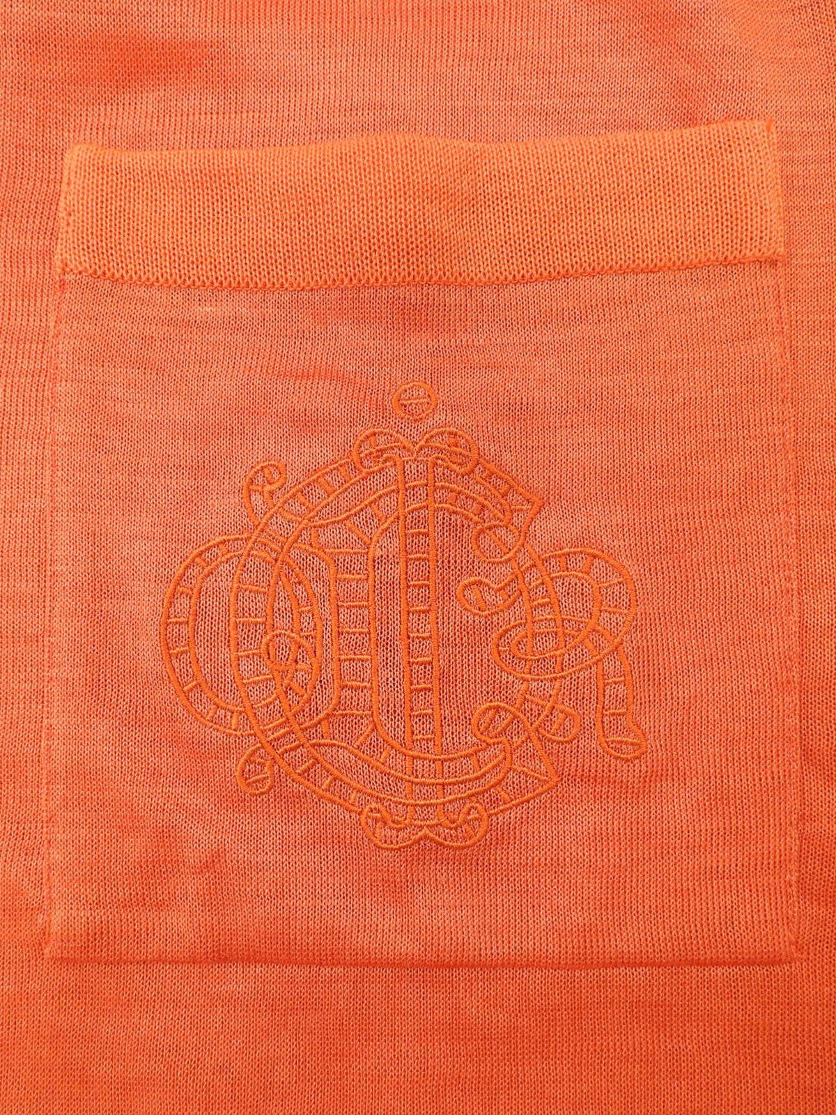 Linen Logo Embroidered Polo Shirt #M Orange