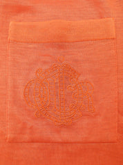 Linen Logo Embroidered Polo Shirt #M Orange