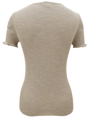 2007年製 ロゴ刺繍半袖ニットトップス #XS ベージュ