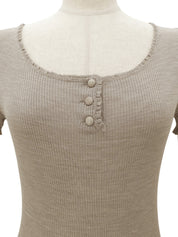 2007年製 ロゴ刺繍半袖ニットトップス #XS ベージュ