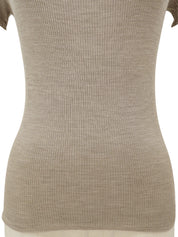 2007年製 ロゴ刺繍半袖ニットトップス #XS ベージュ