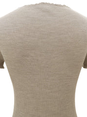 2007年製 ロゴ刺繍半袖ニットトップス #XS ベージュ