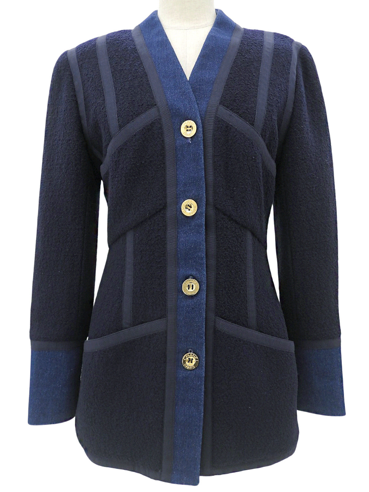 デニムツイードコンビロゴボタンジャケット #38 ネイビー