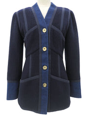 デニムツイードコンビロゴボタンジャケット #38 ネイビー