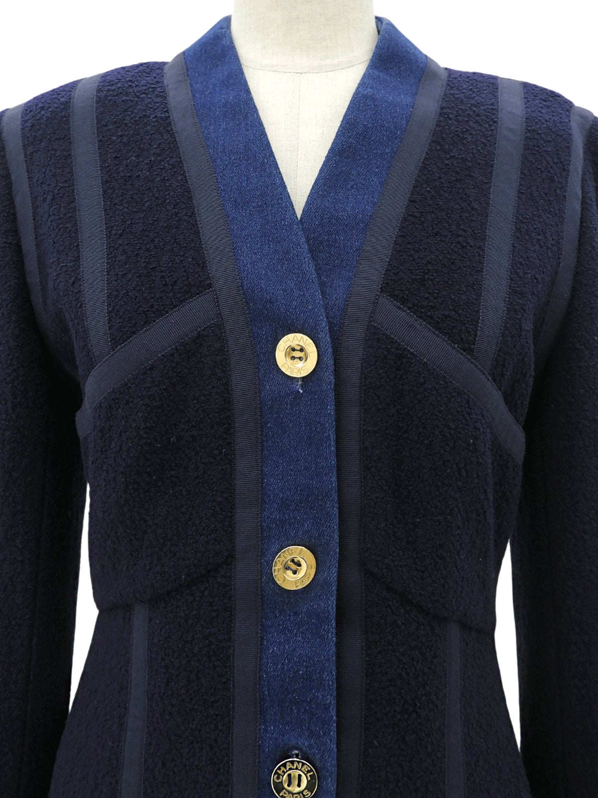 デニムツイードコンビロゴボタンジャケット #38 ネイビー