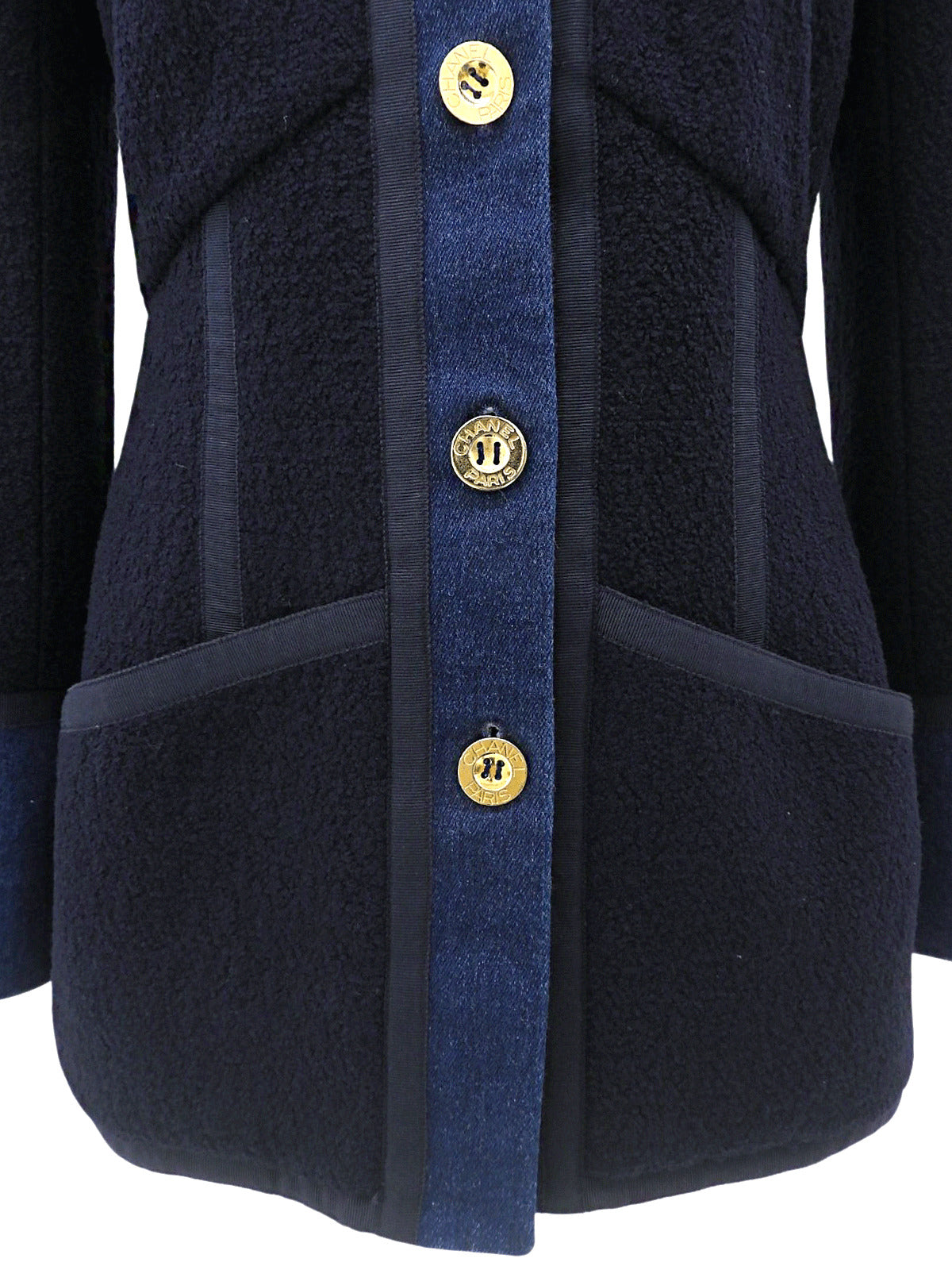 デニムツイードコンビロゴボタンジャケット #38 ネイビー