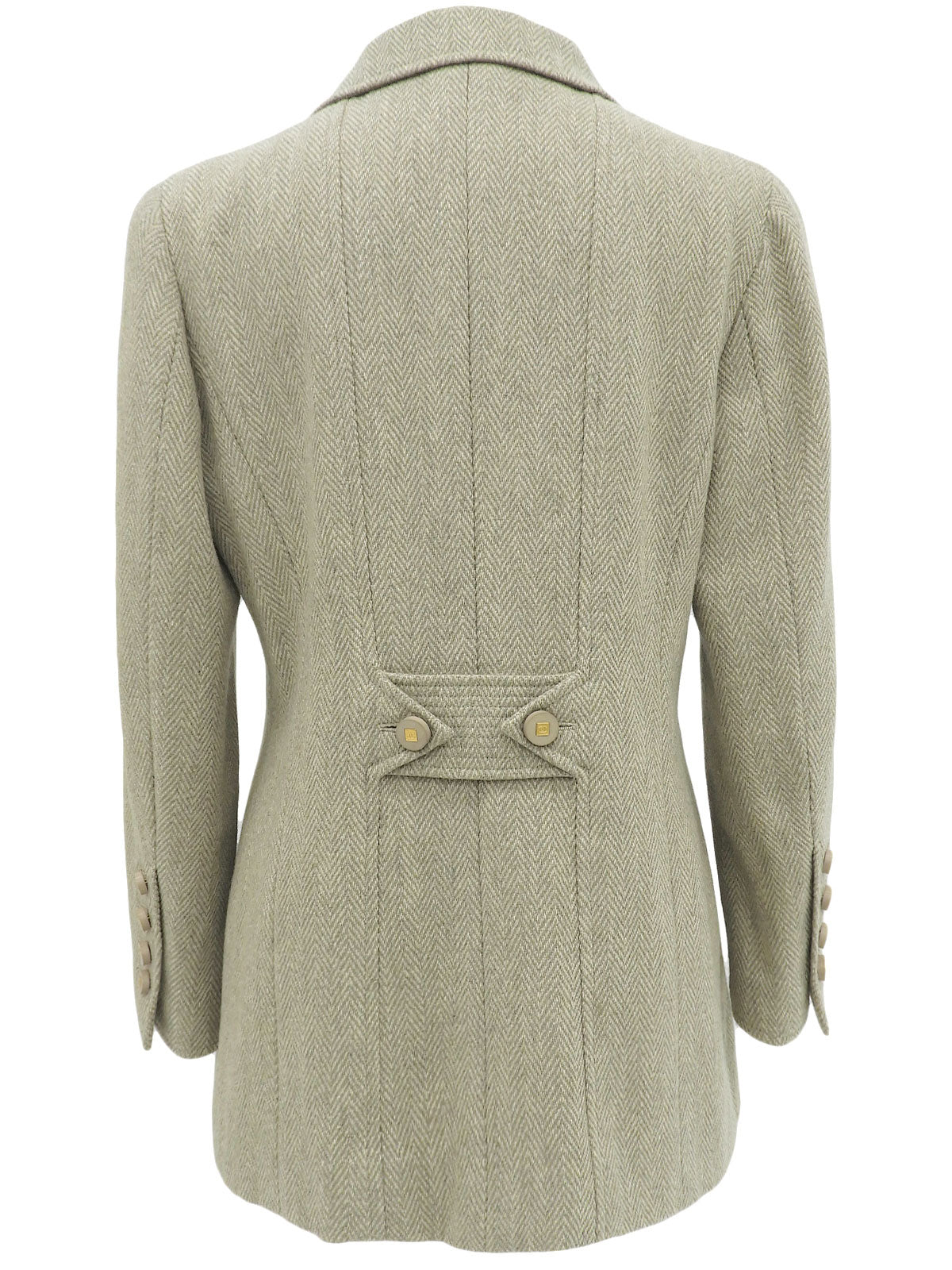 Wool Herringbone CC Mark Button Jacket Greige