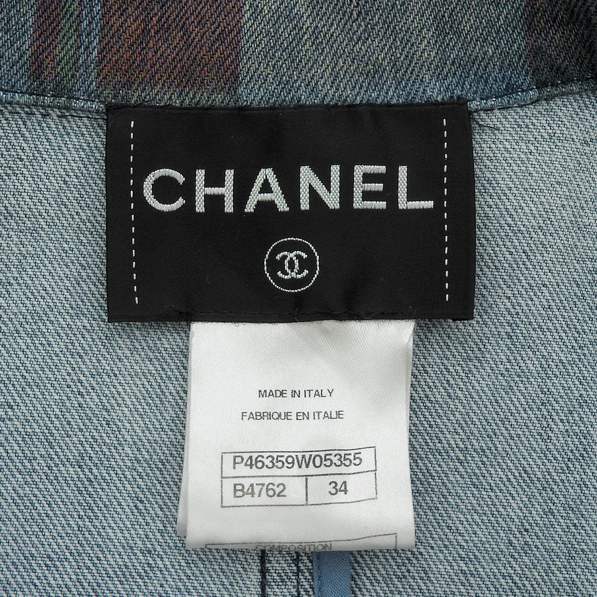 Tartan Check Pattern Denim Jacket #34 Multi-Color