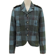 Tartan Check Pattern Denim Jacket #34 Multi-Color