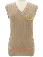 Logo Embroidered Knit Vest - Beige #40