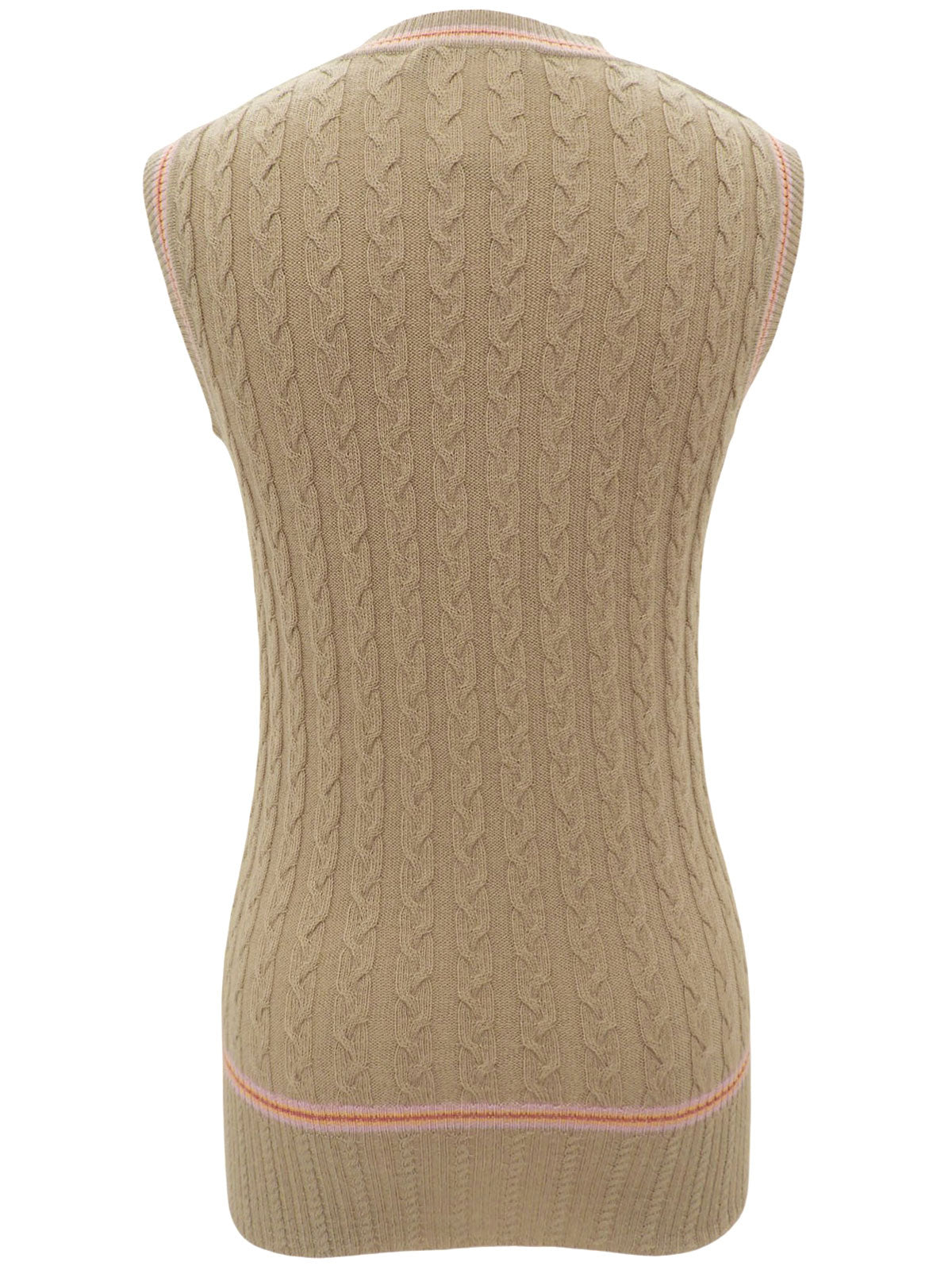 Logo Embroidered Knit Vest - Beige #40