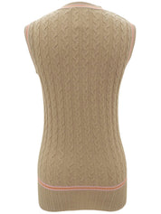 Logo Embroidered Knit Vest - Beige #40