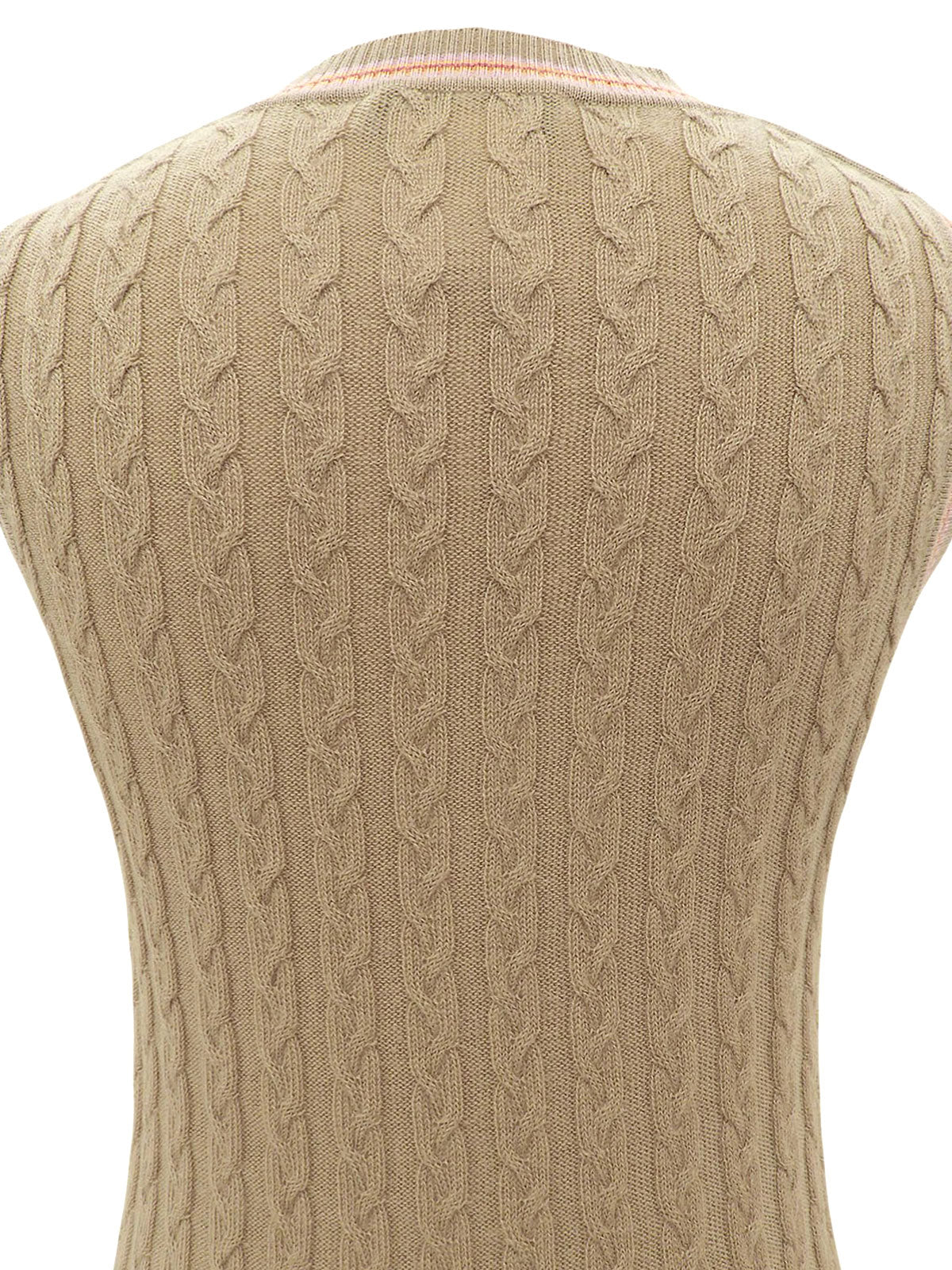 Logo Embroidered Knit Vest - Beige #40