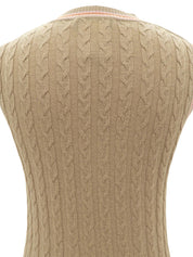 Logo Embroidered Knit Vest - Beige #40