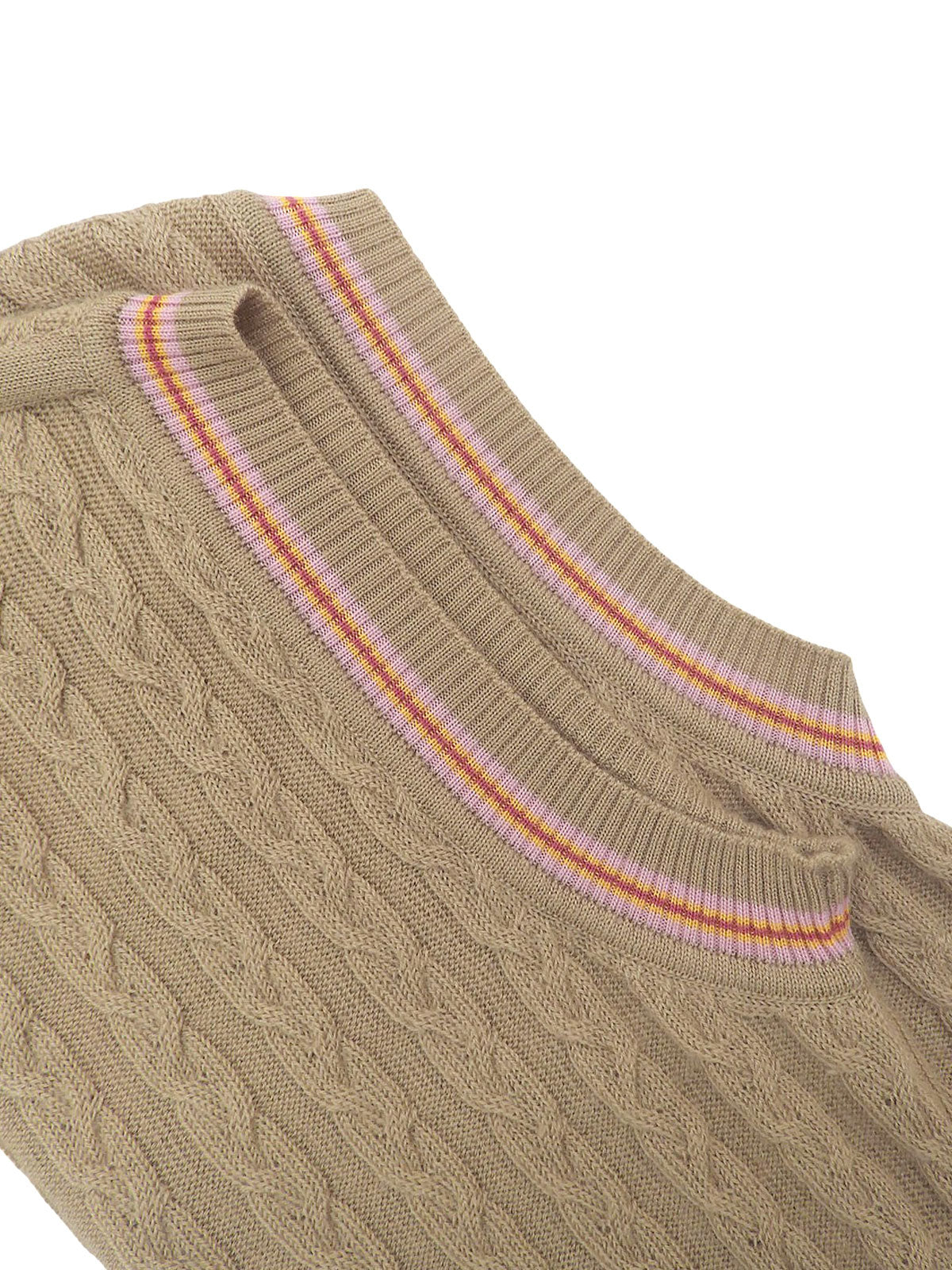 Logo Embroidered Knit Vest - Beige #40