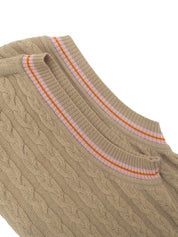Logo Embroidered Knit Vest - Beige #40