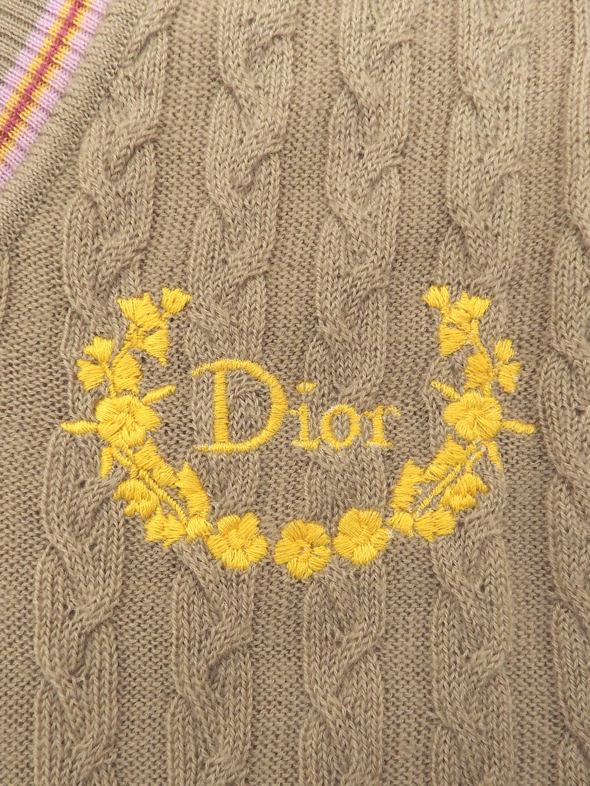 Logo Embroidered Knit Vest - Beige #40