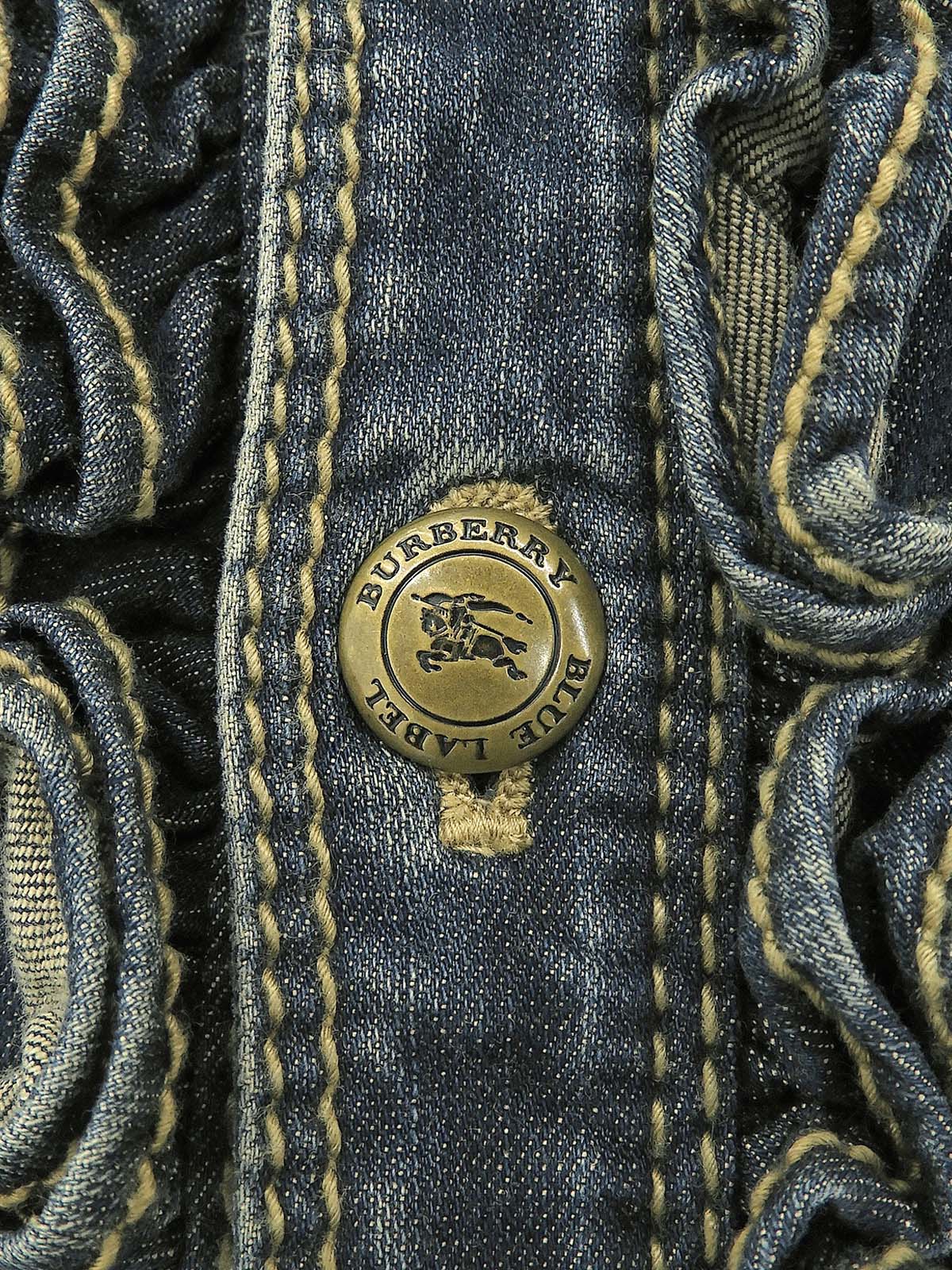 牛仔徽标纽扣迷你褶边连衣裙 #38 靛蓝色