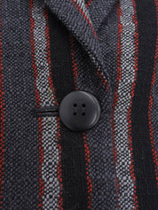 Wool Striped Pattern Jacket #S Grey/Black