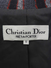 Wool Striped Pattern Jacket #S Grey/Black