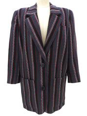 Wool Striped Pattern Jacket #S Grey/Black