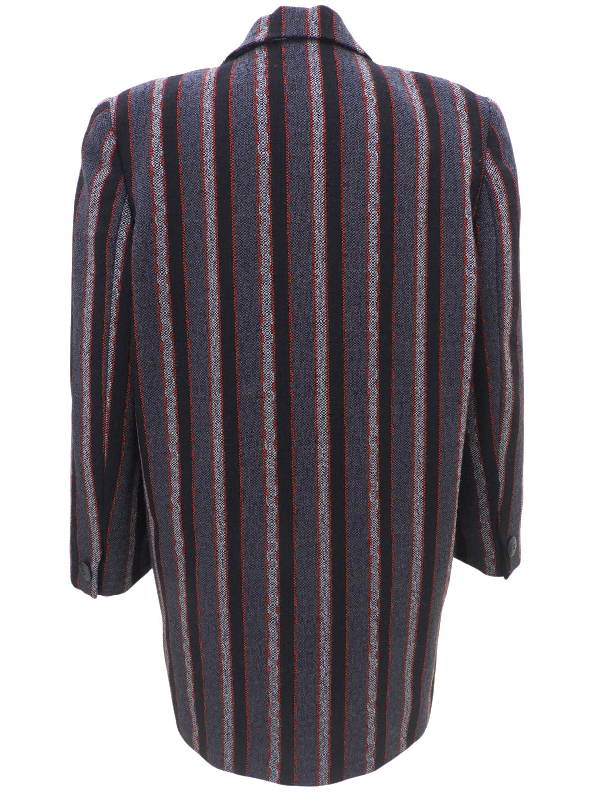 Wool Striped Pattern Jacket #S Grey/Black