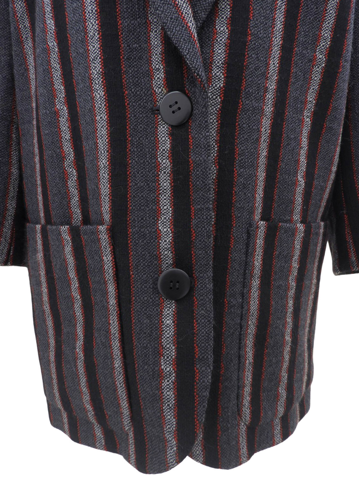 Wool Striped Pattern Jacket #S Grey/Black
