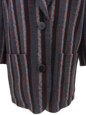 Wool Striped Pattern Jacket #S Grey/Black