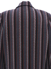 Wool Striped Pattern Jacket #S Grey/Black