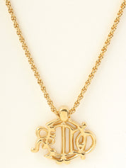 ラインストーンロゴエンブレムネックレス ゴールド