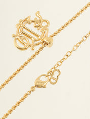 ラインストーンロゴエンブレムネックレス ゴールド