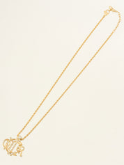 ラインストーンロゴエンブレムネックレス ゴールド