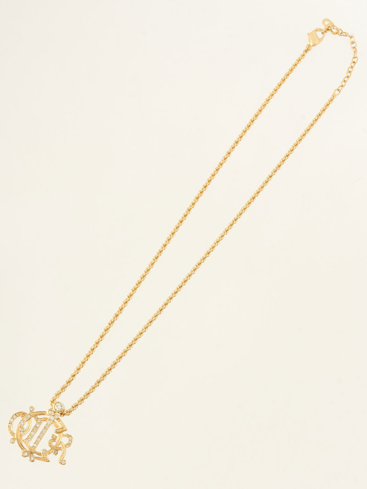 Rhinestone Logo Emblem Necklace Gold