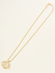 Rhinestone Logo Emblem Necklace Gold