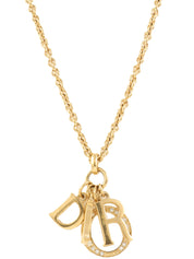 ラインストーンロゴチャームネックレス ゴールド