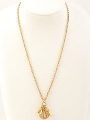 ラインストーンロゴチャームネックレス ゴールド