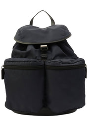 尼龙徽标牌双肩包 海军蓝/黑色