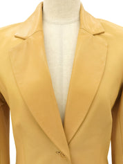 レザーロゴボタンジャケット キャメル #36