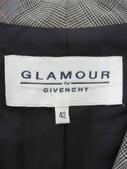 Wool Glen Check Long Jacket, Gray/Black, #42